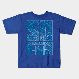 Sofia, Bulgaria Map Typography - Blueprint Kids T-Shirt